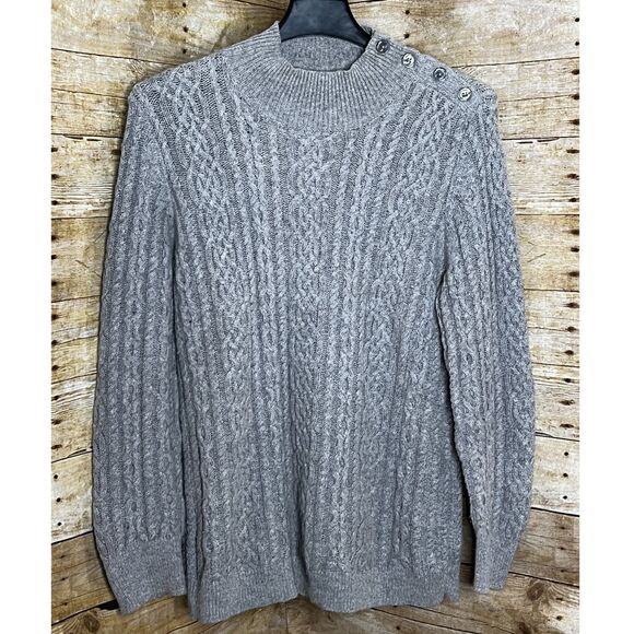 TALBOTS MOCK NECK RABBIT HAIR BLEND CASUAL LUX CLASSIC CABLE KNIT SWEATER SZ. XL - Picture 1 of 3